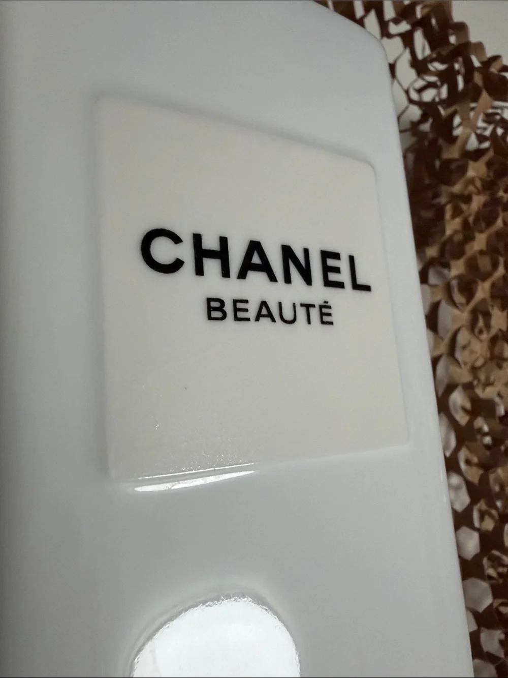 CHANEL White Ceramic Vanity Holder with Branded Plaque